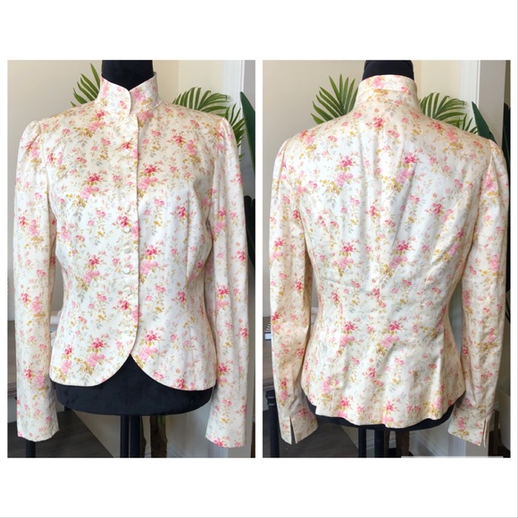 RALPH LAUREN Blue Label FLORAL-PRINT 100% COTTON Blazer Jacket 12 - Picture 8 of 8